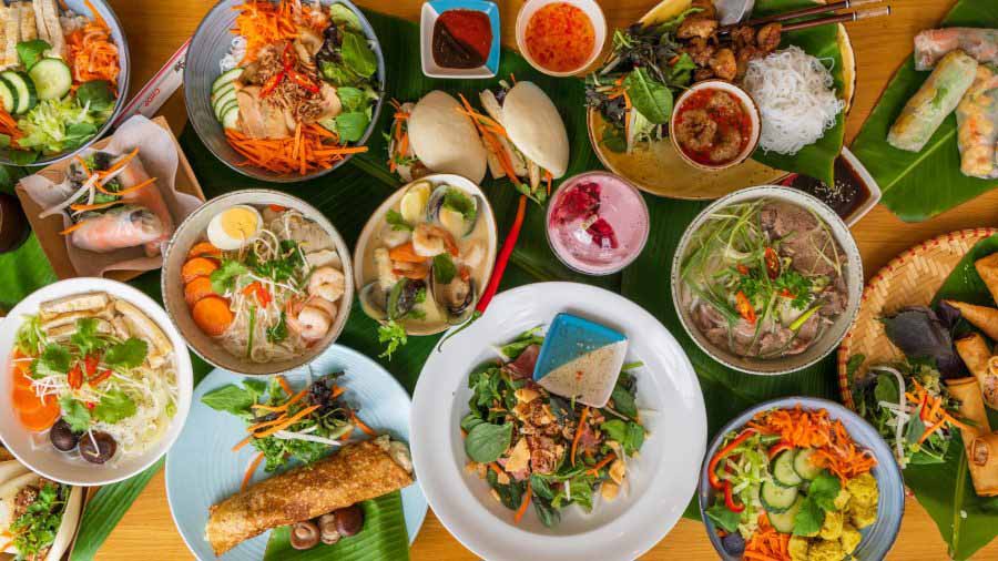 A variety of Vietnamese fast food dishes